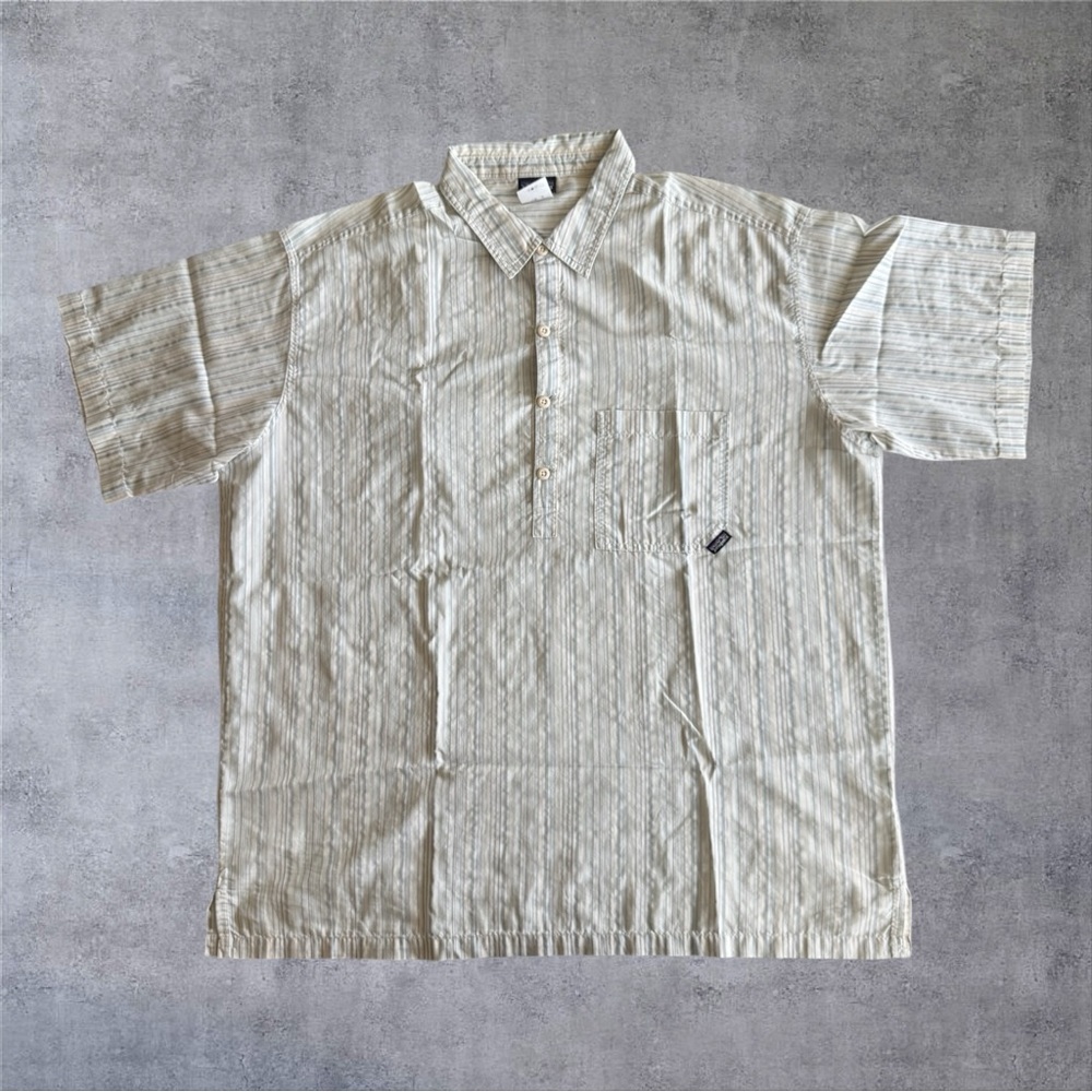 Patagonia Mens XL Puckerware Shirt Short Sleeve Striped Blue Cotton Vtg Y2K